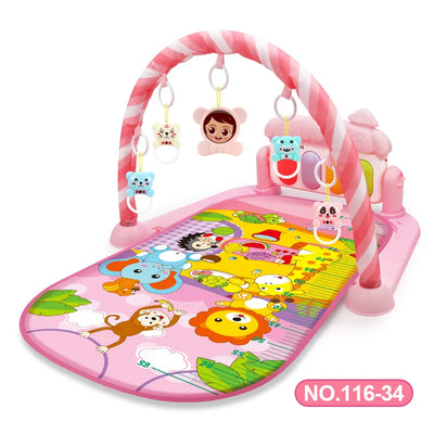 Colorful baby play gym designed for infants, offering music and engaging toys for early childhood development.
