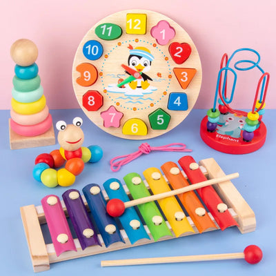 Bright and colorful Montessori puzzle for toddlers designed to help with shape recognition and early learning.
