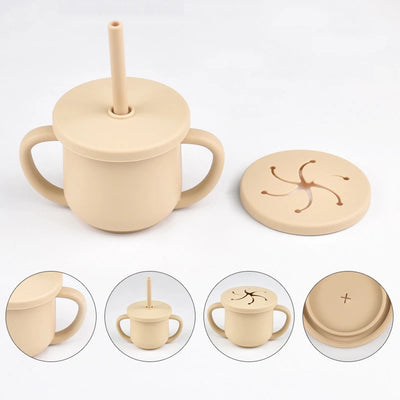 Baby Silicone Double Handle Straw Cup