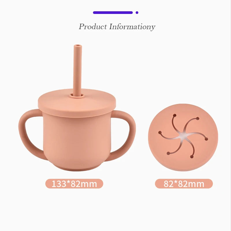 Baby Silicone Double Handle Straw Cup