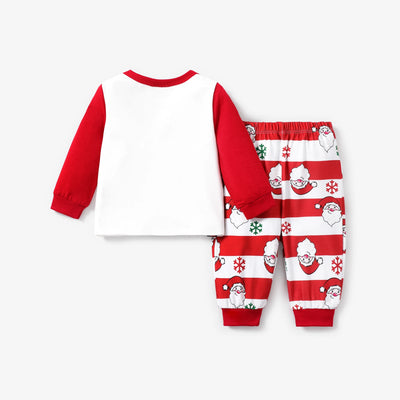 PatPat Santa Claus Print Striped Pajamas