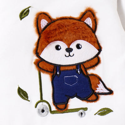 PatPat 2pcs Baby Girl/Boy Childlike Fox Pattern Embroidered Set