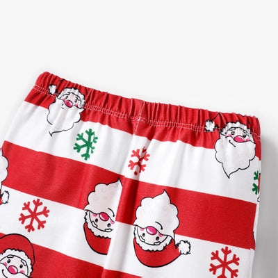 PatPat Santa Claus Print Striped Pajamas